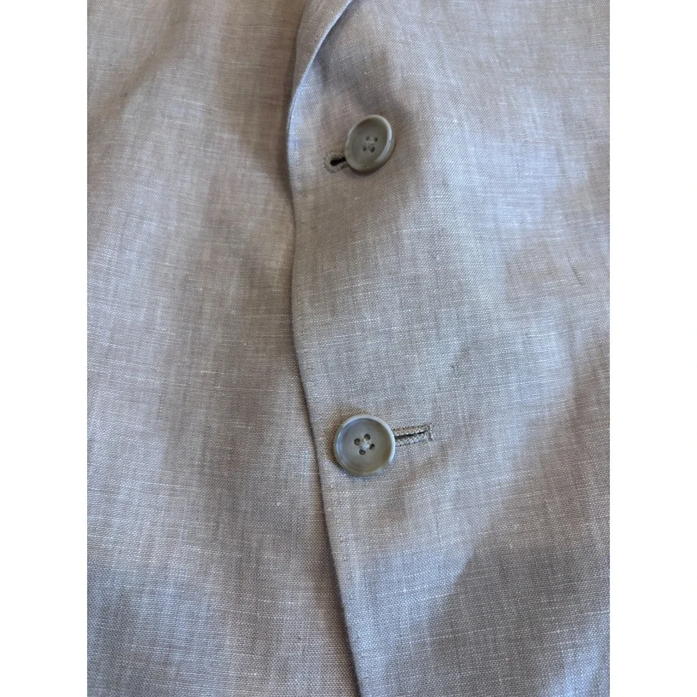 Tallia Mens 52R 100% Linen Blazer Sport Coat Tan Beige 2 Button Side Vent EUC